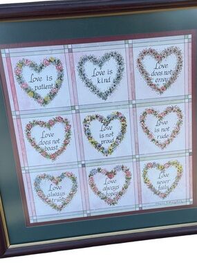 Vintage Home Interiors “Love is Patient” Picture with Hearts